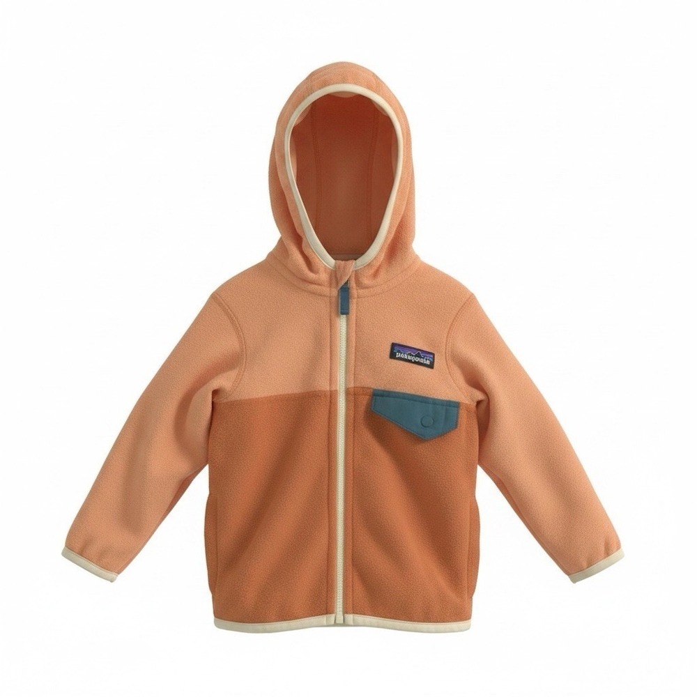 Patagonia Micro D Snap-T Full Zip Jacket Size 3-6mo Kid's Hooded Pink Peach